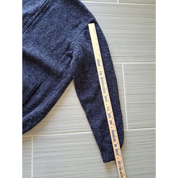 Vtg L.L. Bean Mens Navy 100% Lambs Wool Full-Zip Sweater L-Reg 90's Academia - Picture 11 of 11